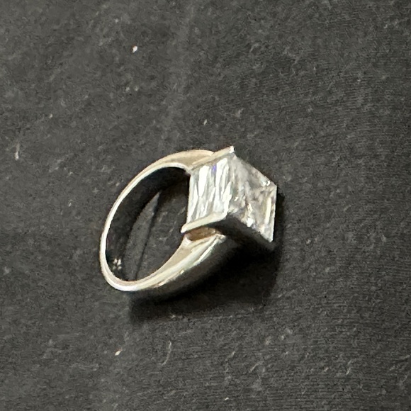 GET ENGAGED Bold Statement Modernist Square CZ & Silver Ring Size 7 - Picture 15 of 16